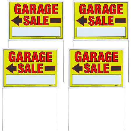Sunburst Systems Sign Garage Sale 22 in x 32 in with Bracket, 4-Pack PK 3950